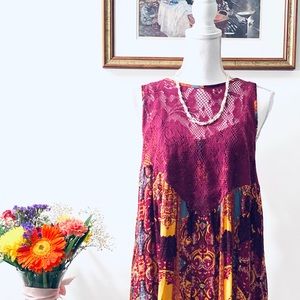 🌸 Free People Intimately Ochre Combo Mini-dress